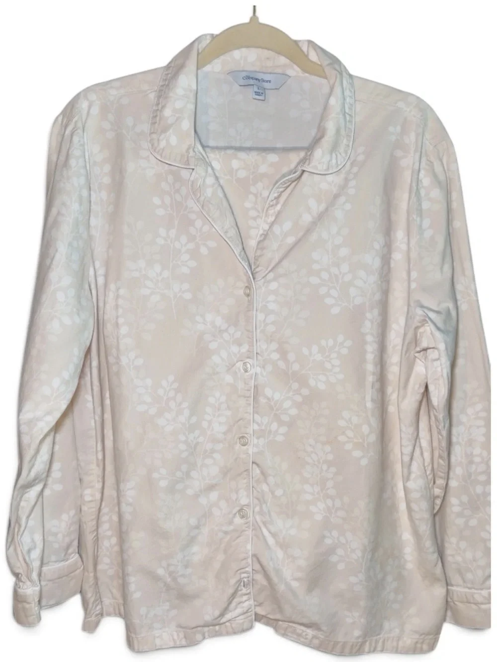 The Company Store 100% Cotton Cream Botanical Pajama Set Size L